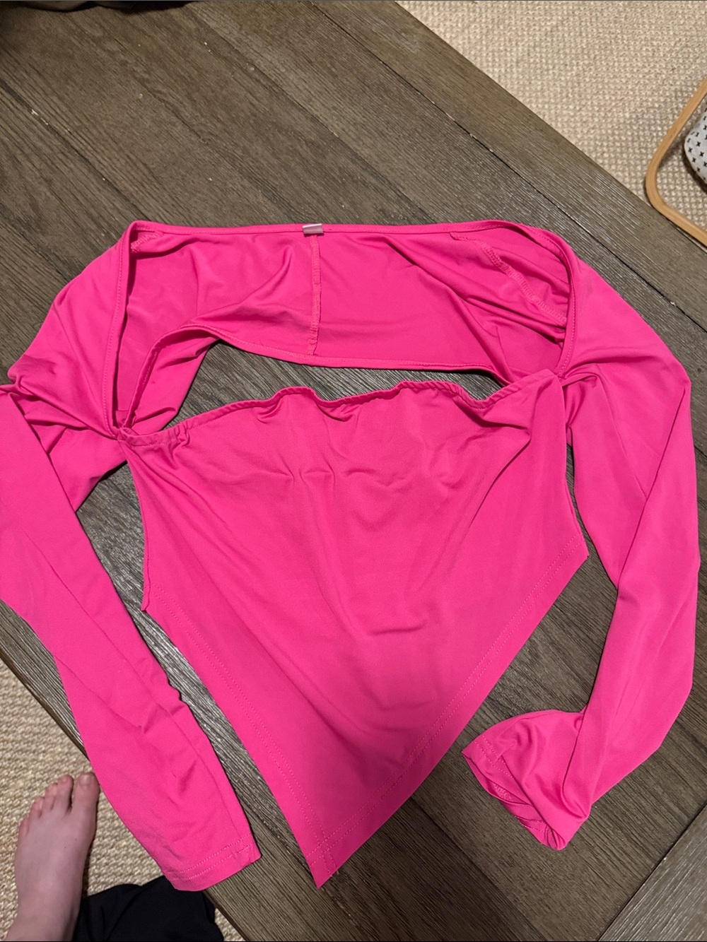 Hot Pink Long Sleeve Triangle Bandana Top